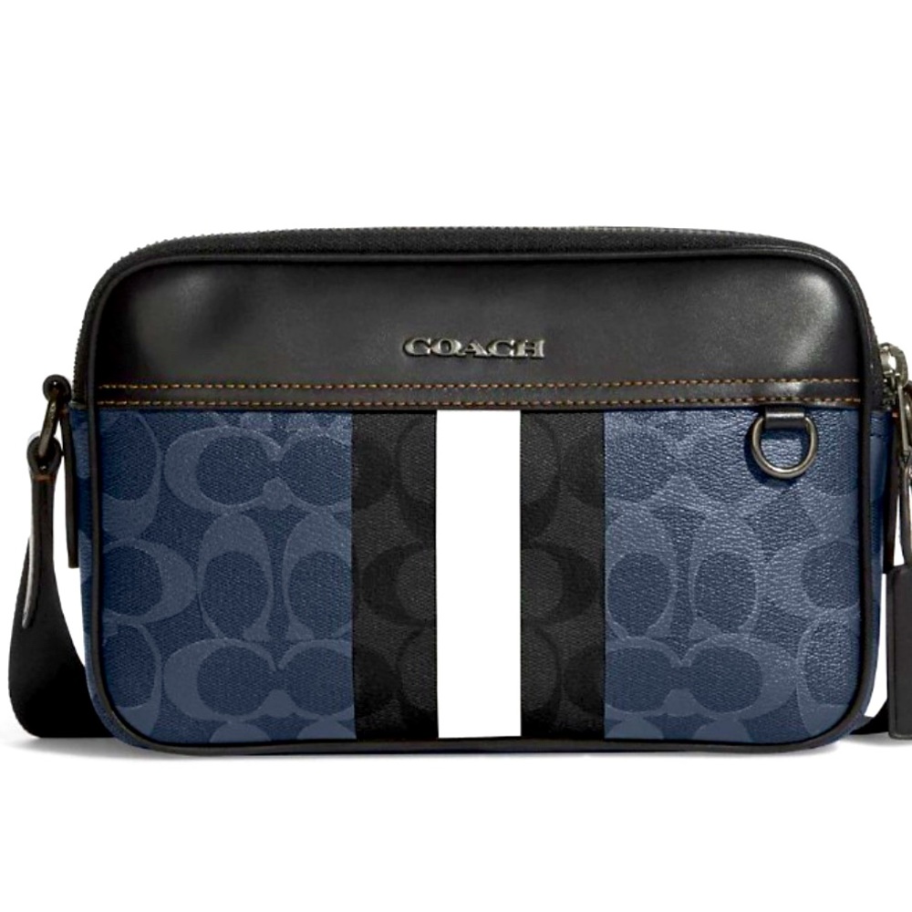 Coach Graham Crossbody In Blocked Signature Canvas With Varsity Stripe